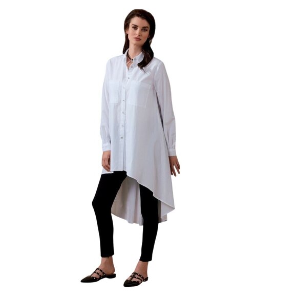 Vogue V1744 Misses L, XL Long Button Front Tunic Tops UNCUT Sewing Pattern - Picture 3 of 6